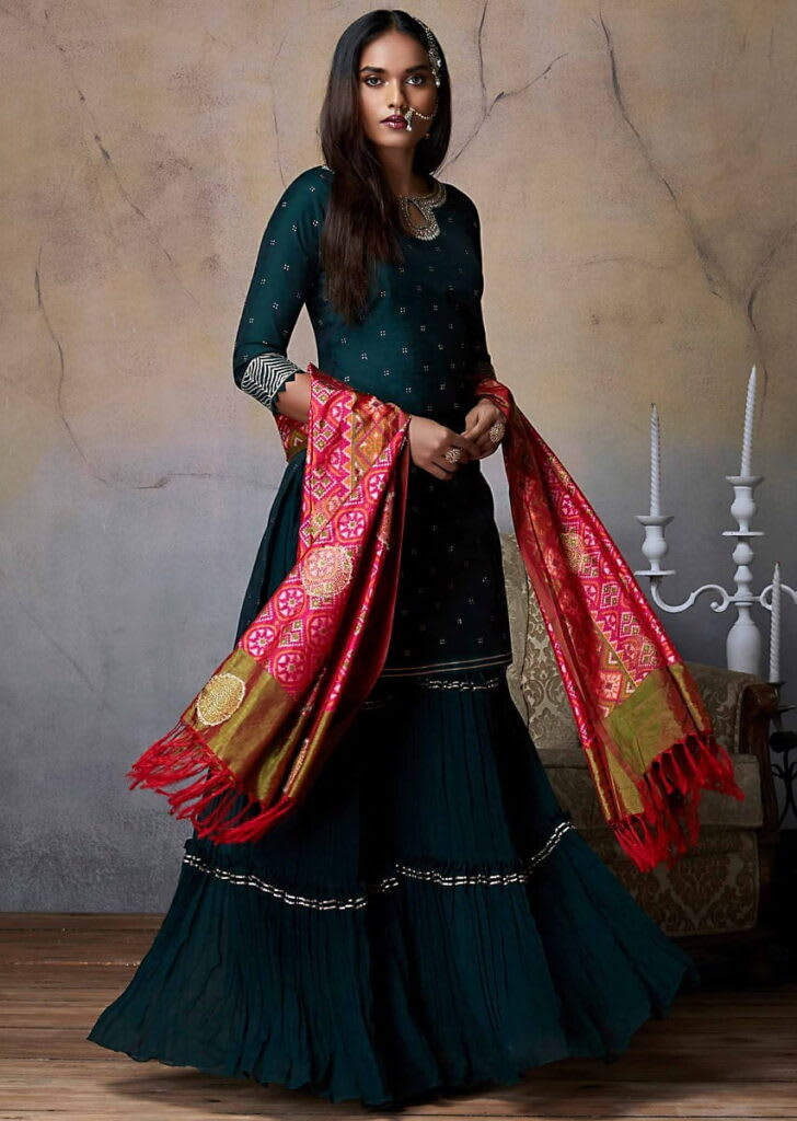 Wear your Dupatta Right with Sharara Suit Design
